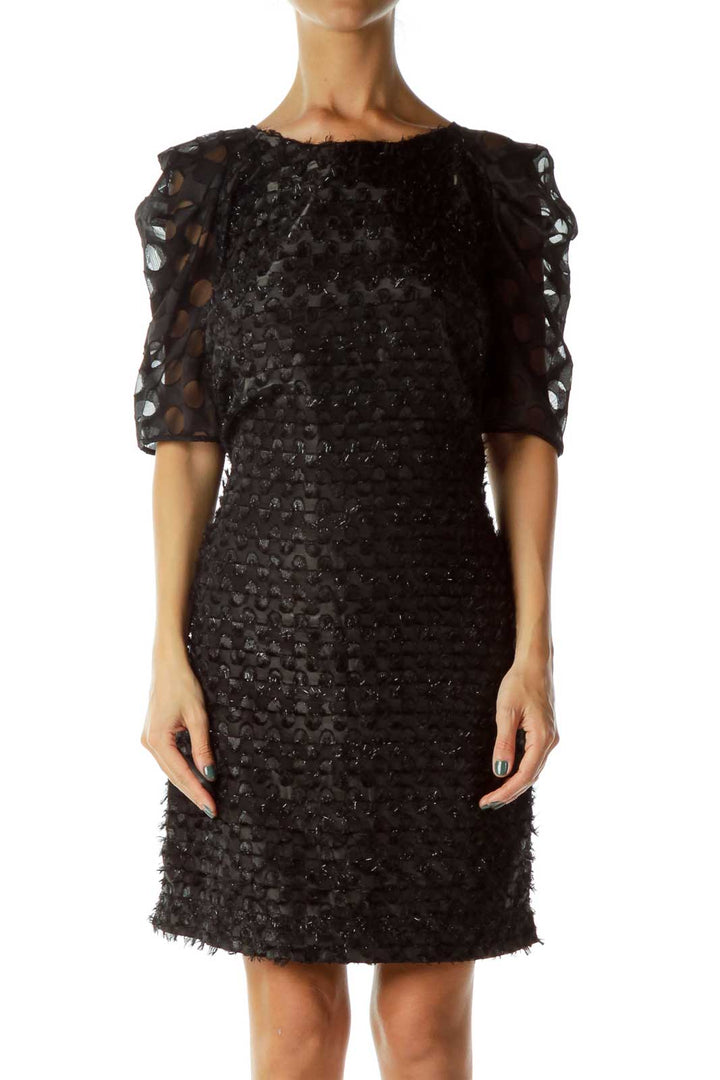 Black Sparkly Short Sleeve Dress