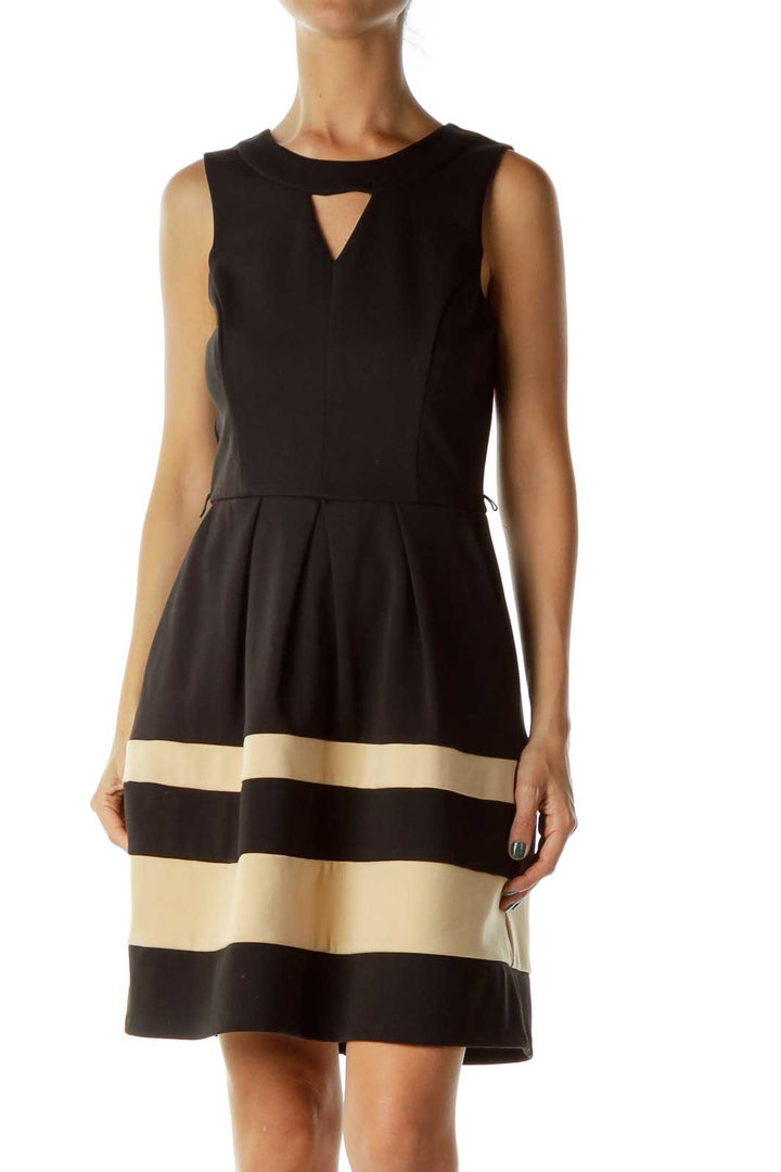 Black/Biege Sleeveless Dress