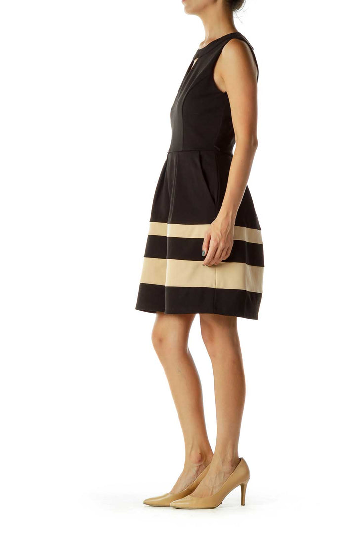 Black/Biege Sleeveless Dress