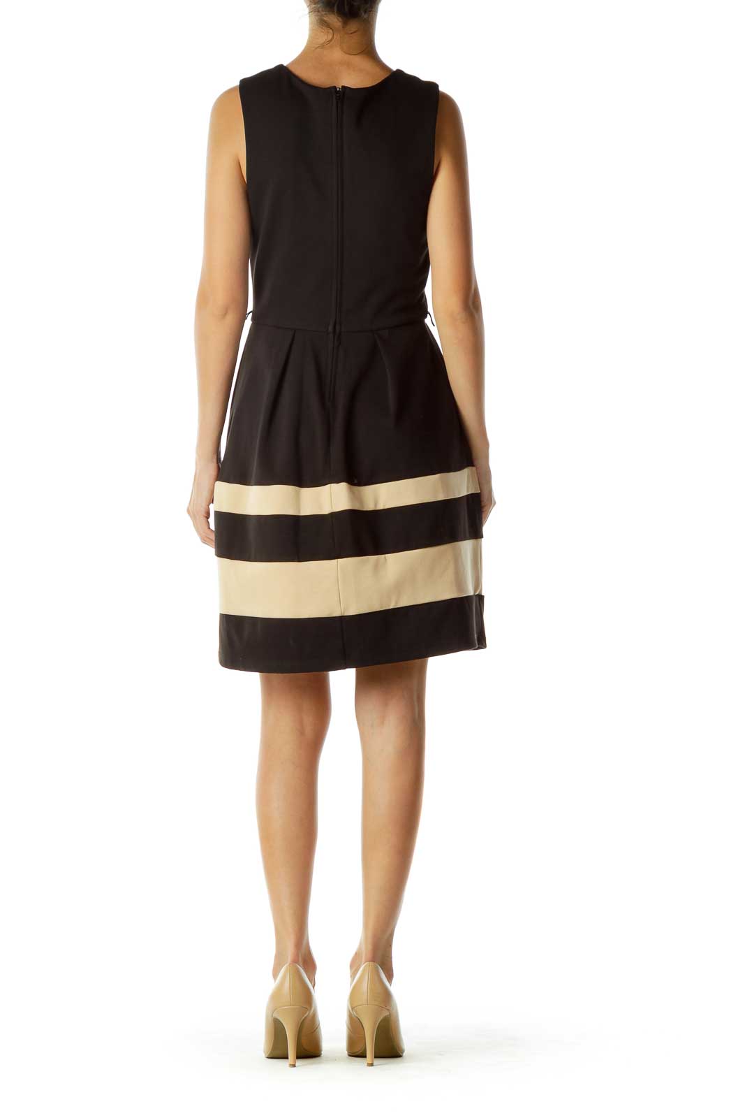 Black/Biege Sleeveless Dress