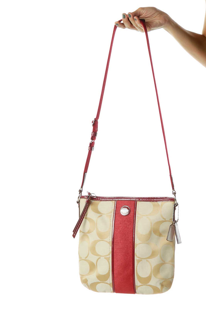 Red Beige Monogrammed Crossbody Bag