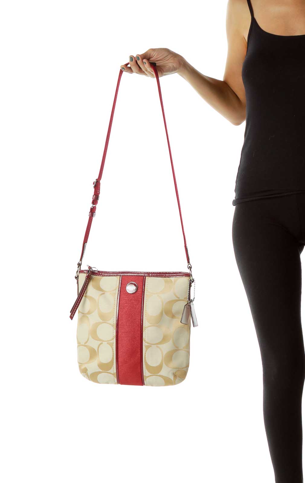 Red Beige Monogrammed Crossbody Bag