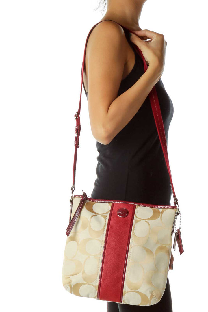 Red Beige Monogrammed Crossbody Bag