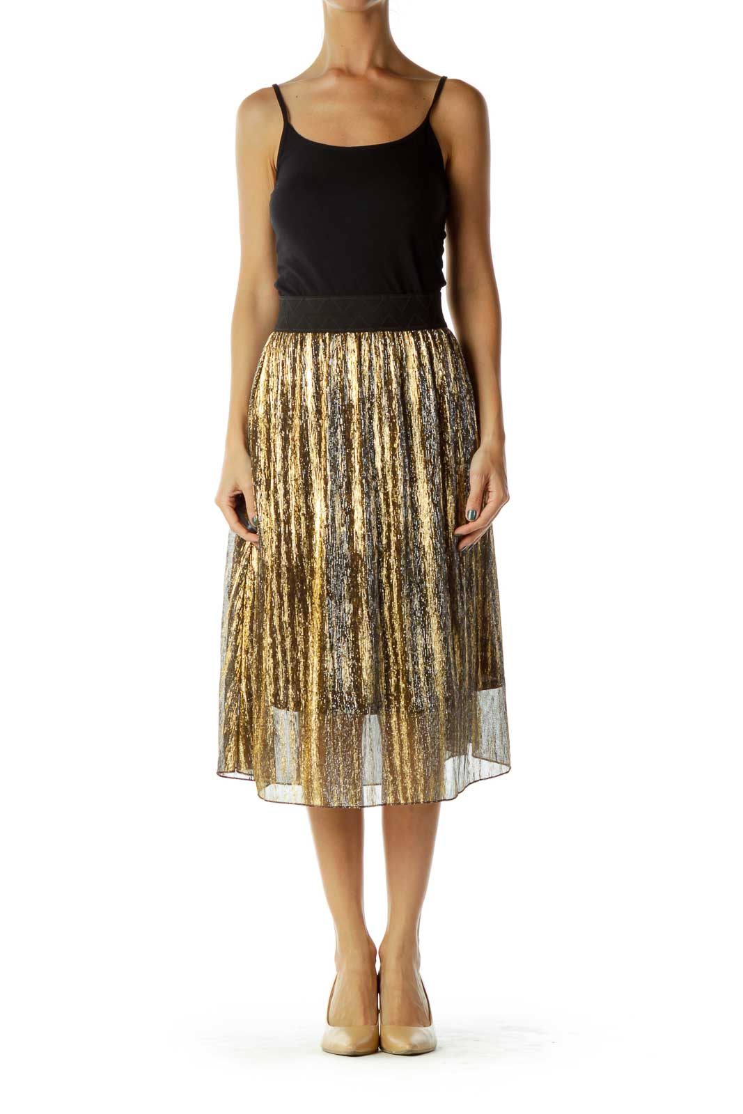 Gold Black Metallic Skirt