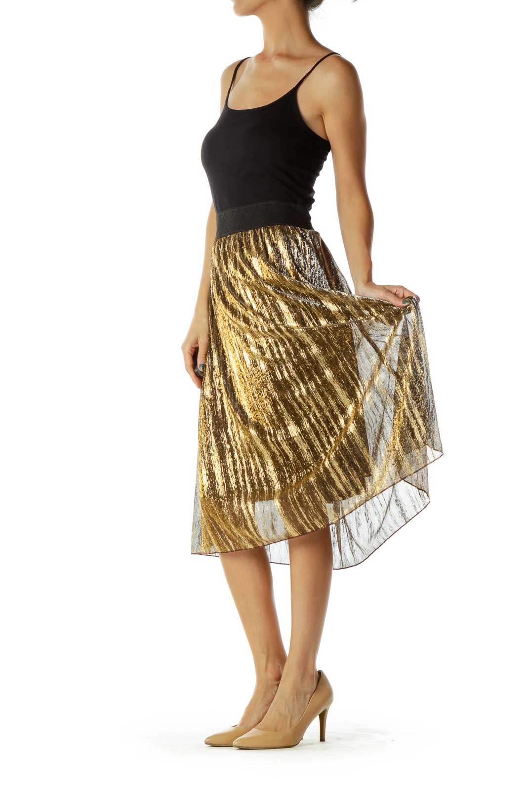 Gold Black Metallic Skirt