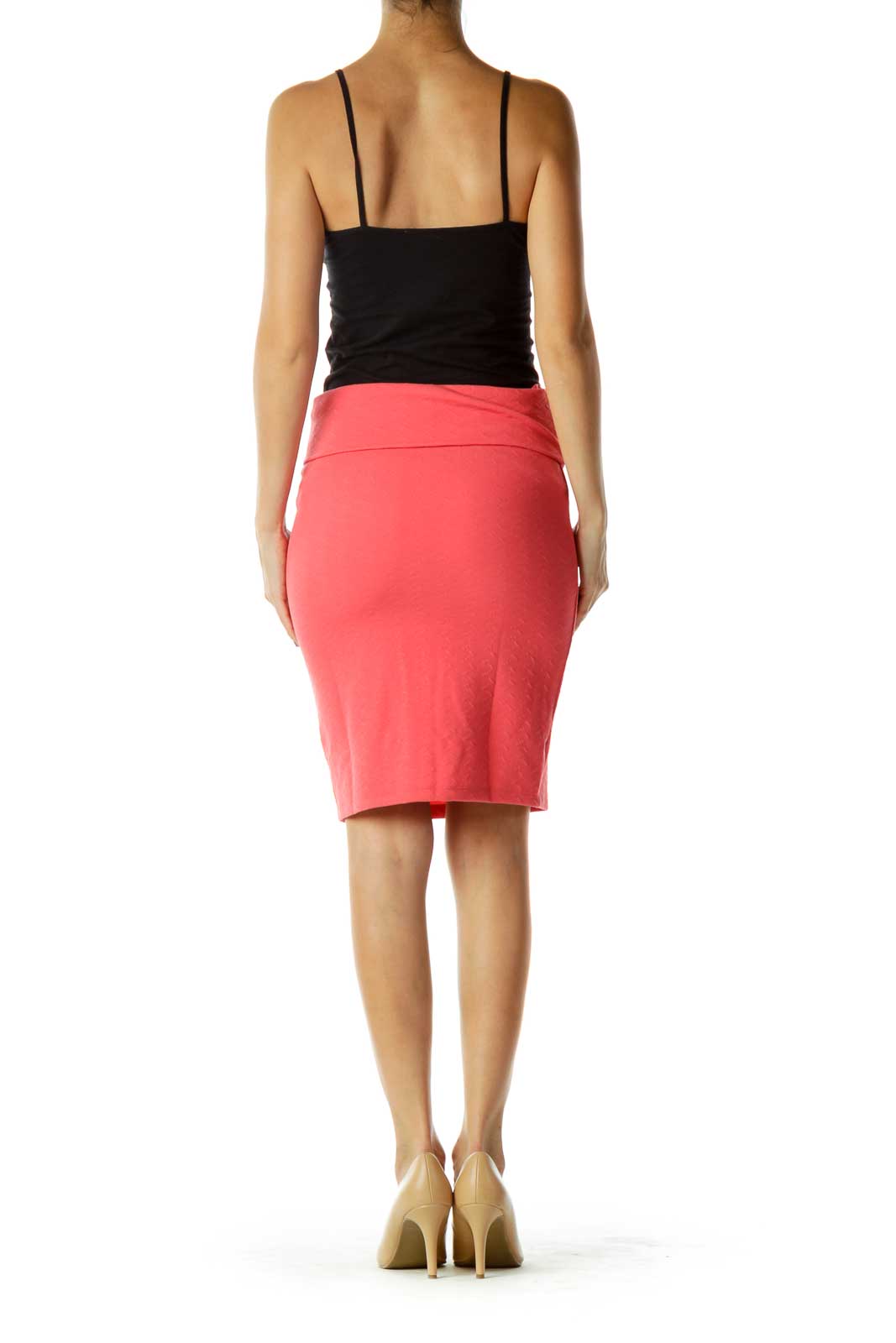 Pink Fitted Pencil Skirt