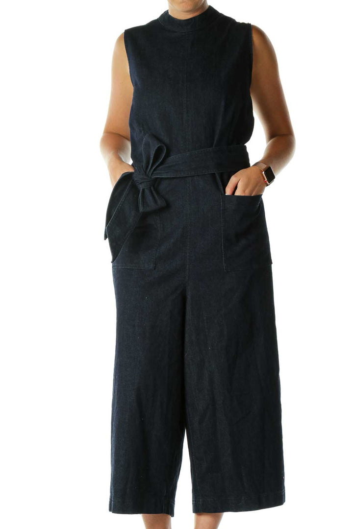 Blue Denim Sleeveless Jumpsuit