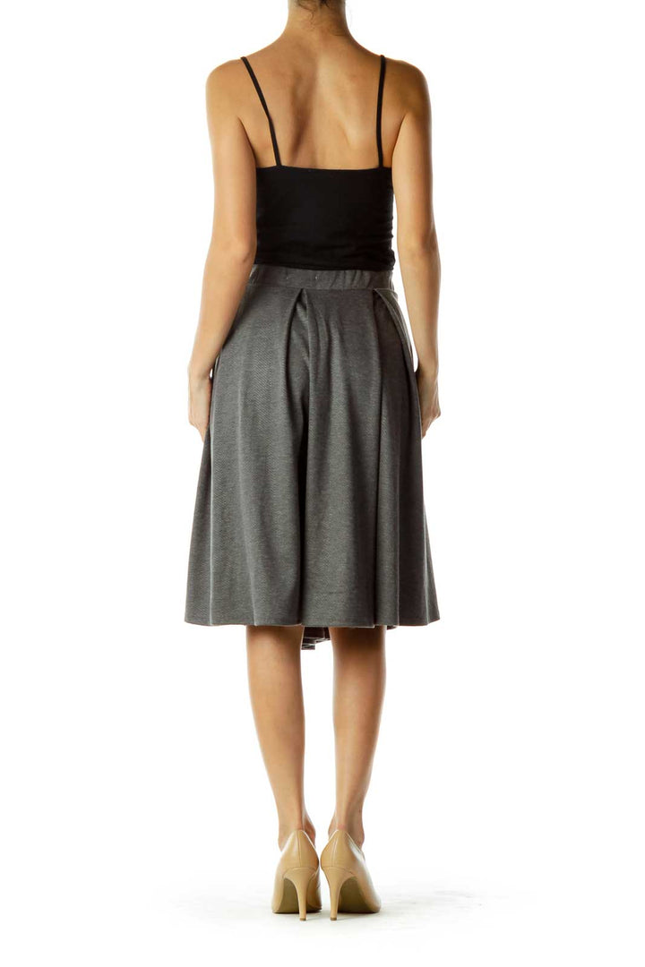 Gray Knit Pleated Skirt