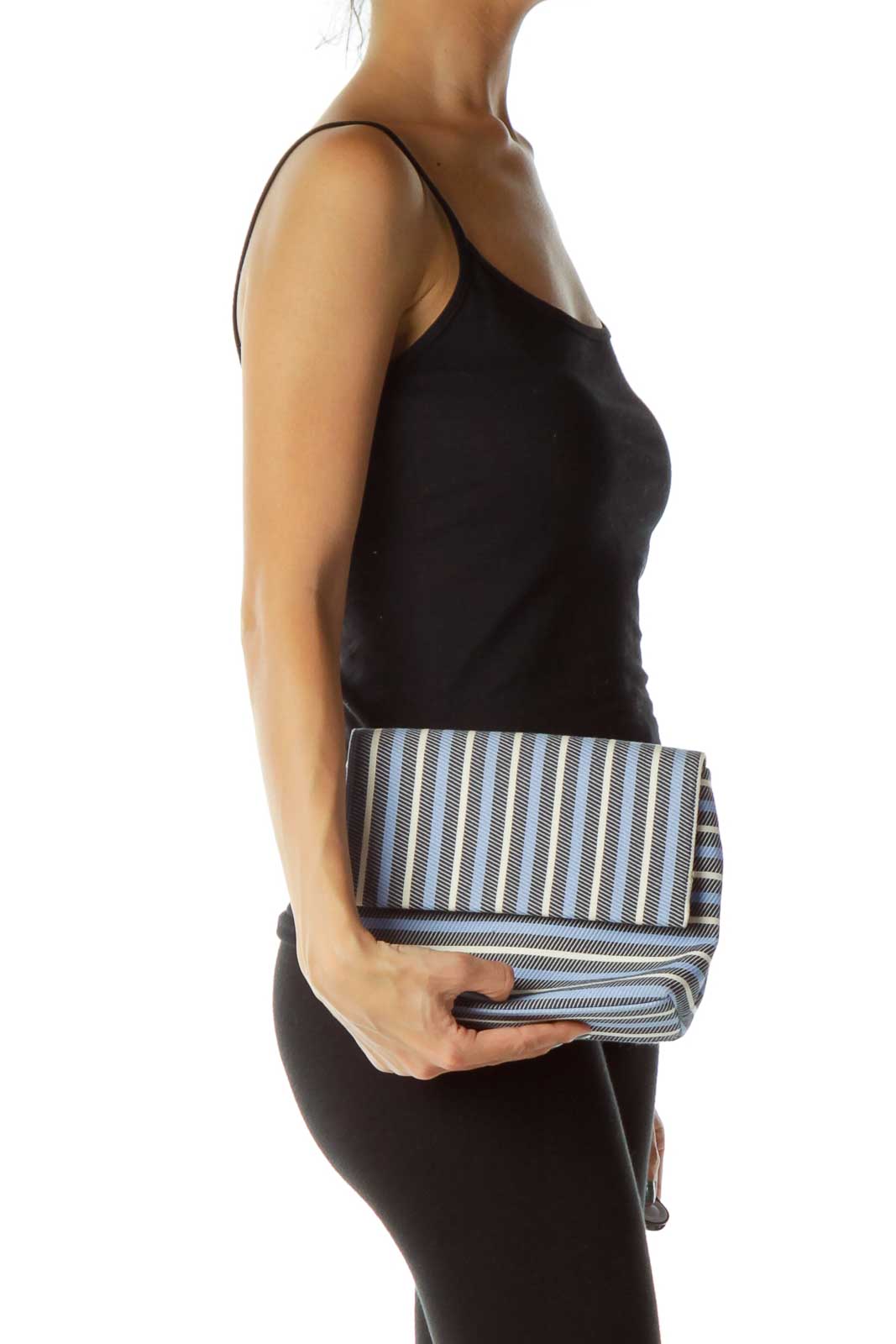 Blue Black Crossbody Striped Bag