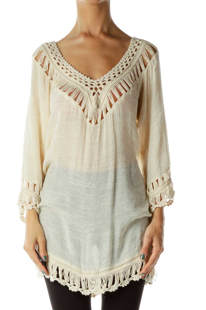 Beige Crocheted Blouse