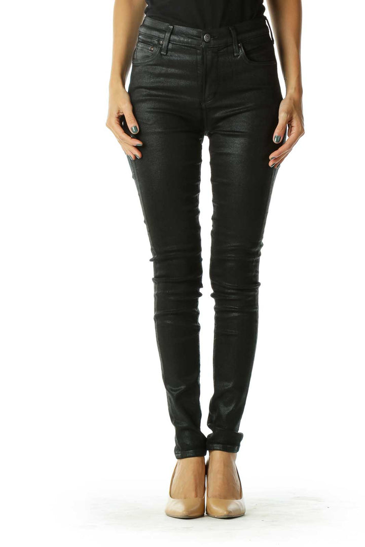 Black Metallic Skinny Jeans