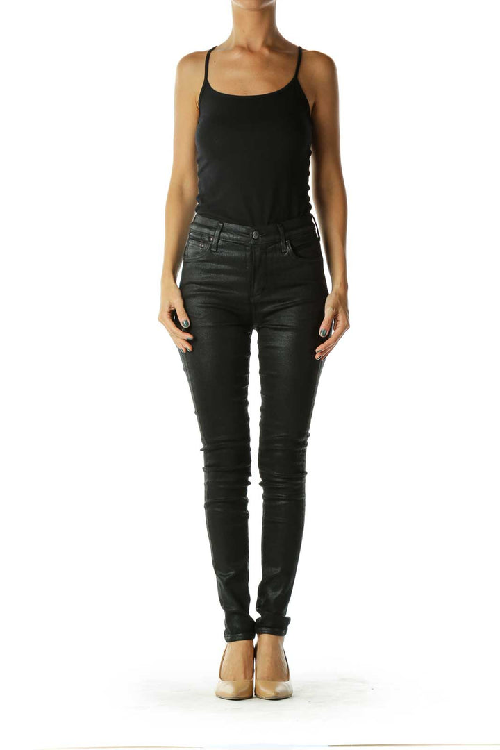 Black Metallic Skinny Jeans