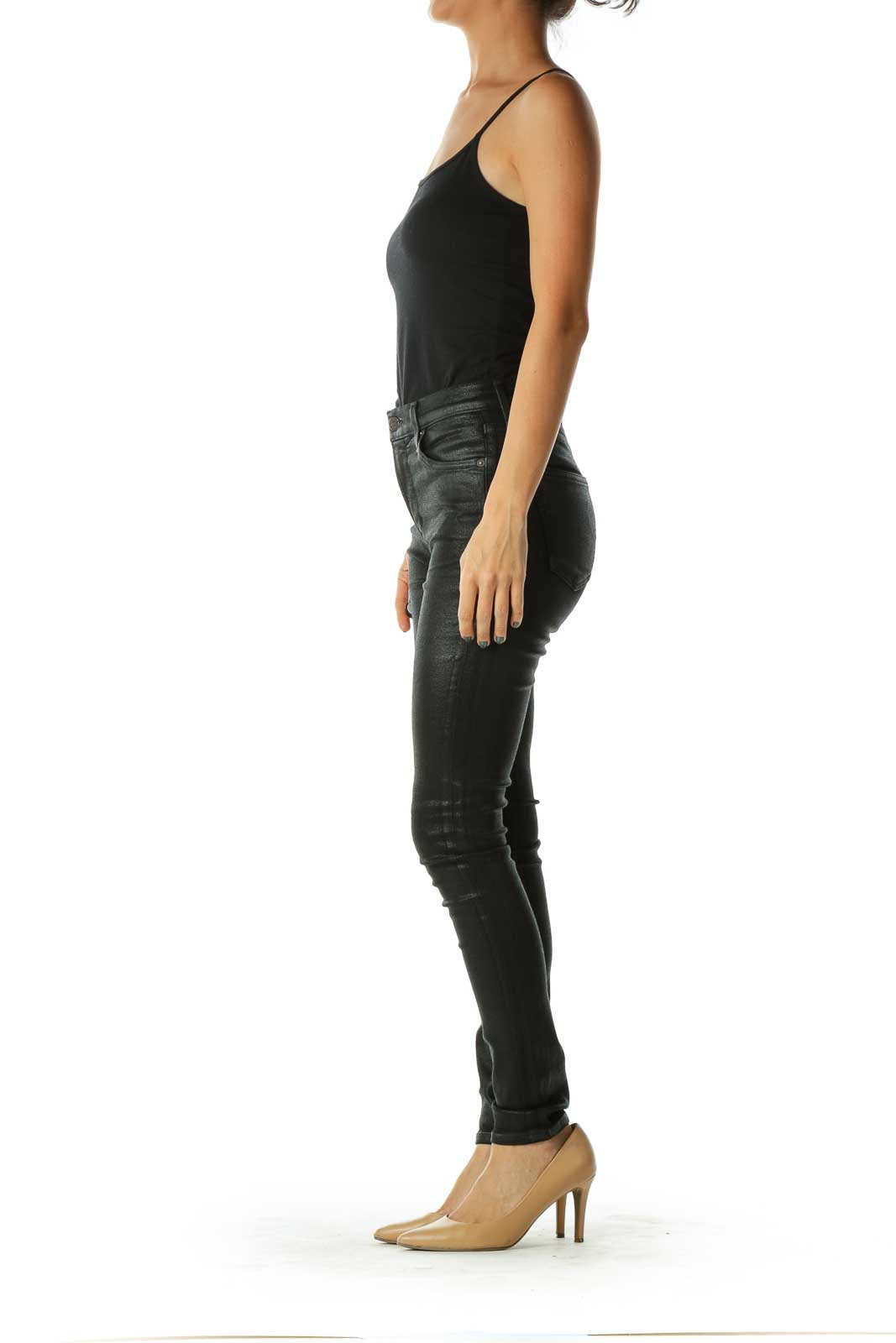 Black Metallic Skinny Jeans