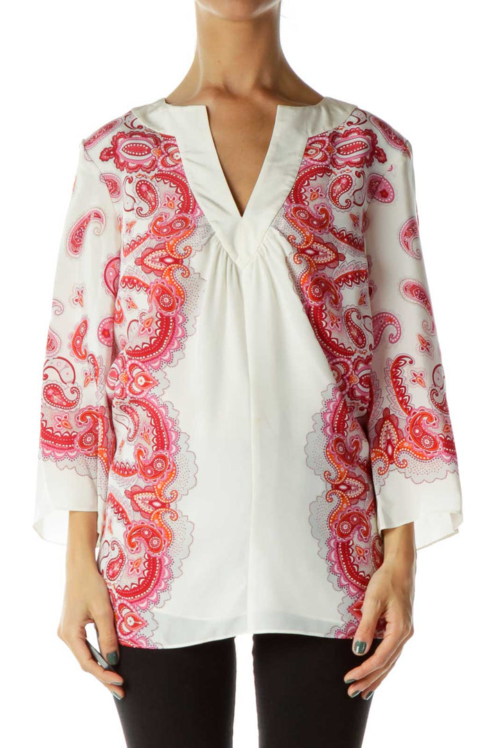 Pink White Silk Blouse