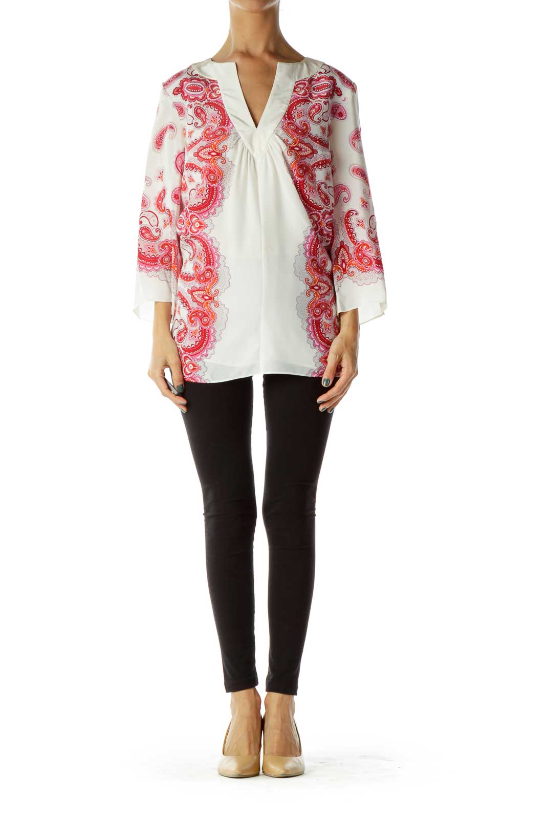 Pink White Silk Blouse