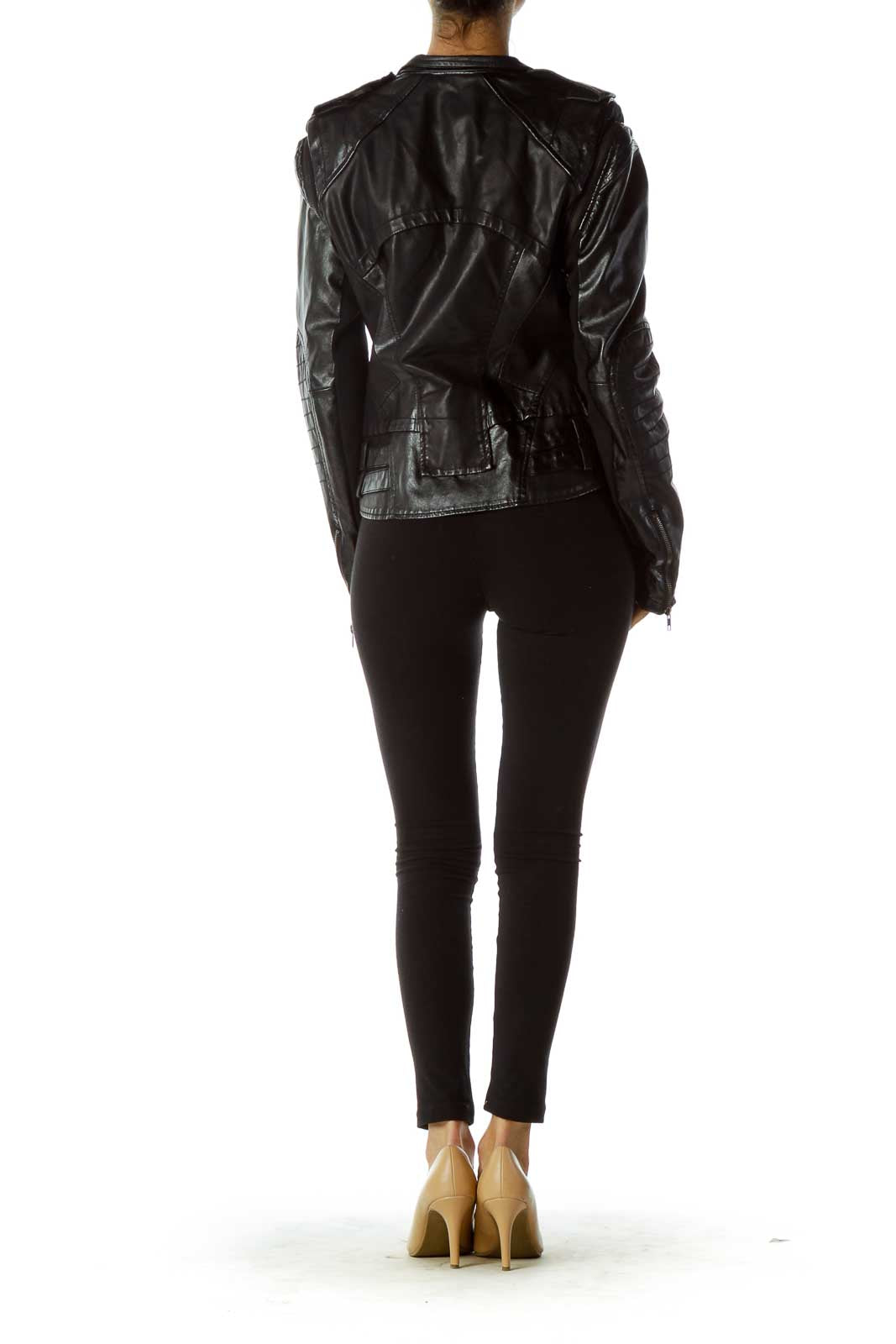 Black Convertible Faux-Leather Jacket