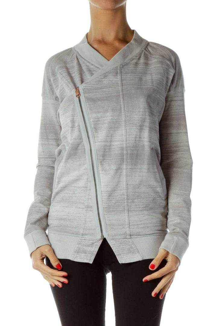 Gray Mottled Zippered Jacket