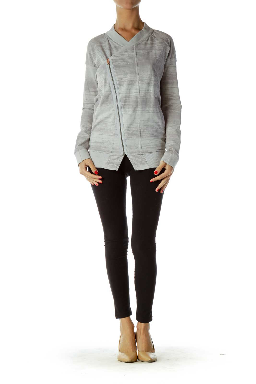 Gray Mottled Zippered Jacket