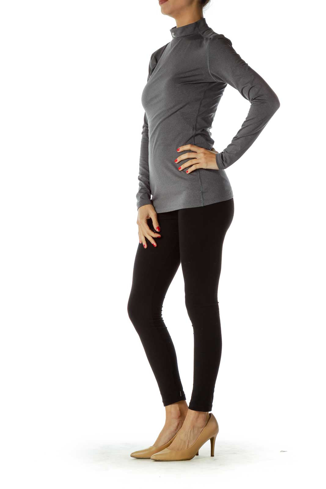 Gray Turtle Neck Sports Top