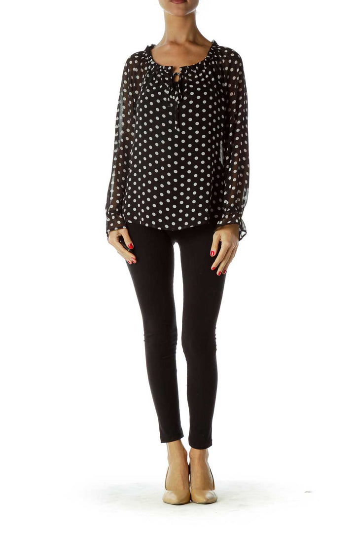 Black White Polka-Dot Blouse