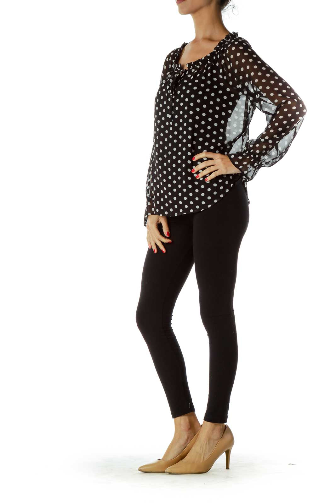 Black White Polka-Dot Blouse