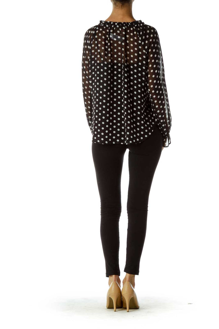 Black White Polka-Dot Blouse