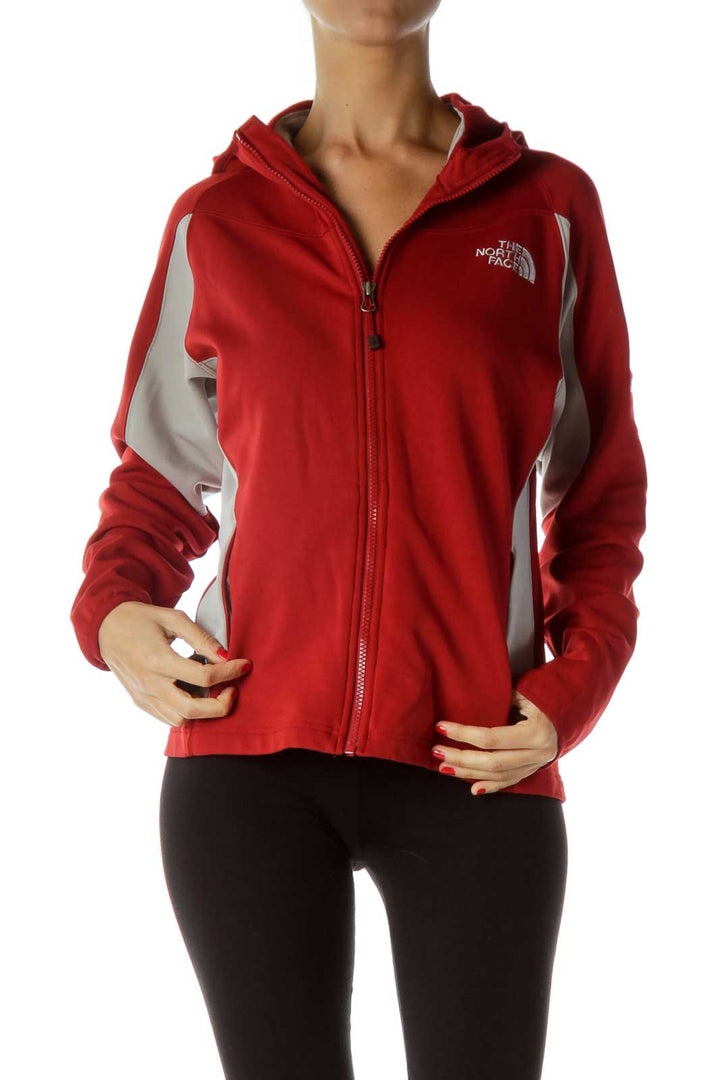 Red Gray Hooded Jacket