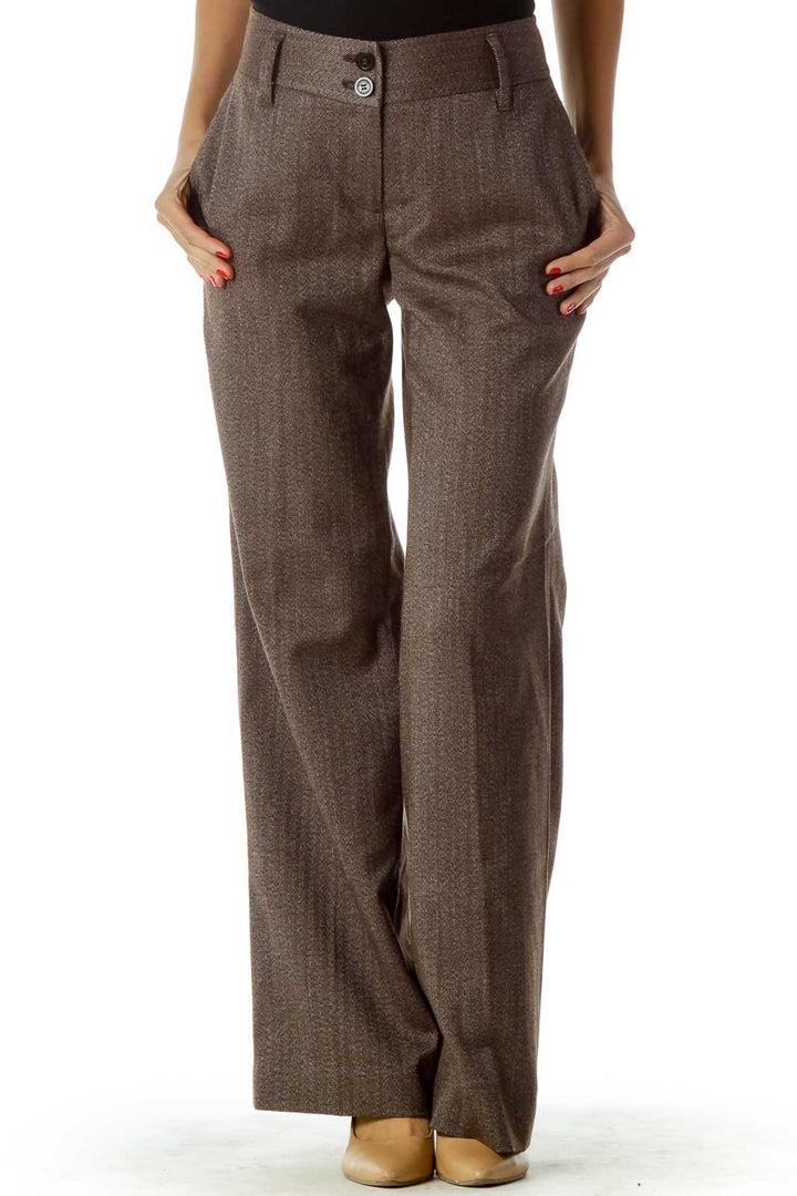 Brown Weave Detail Pants