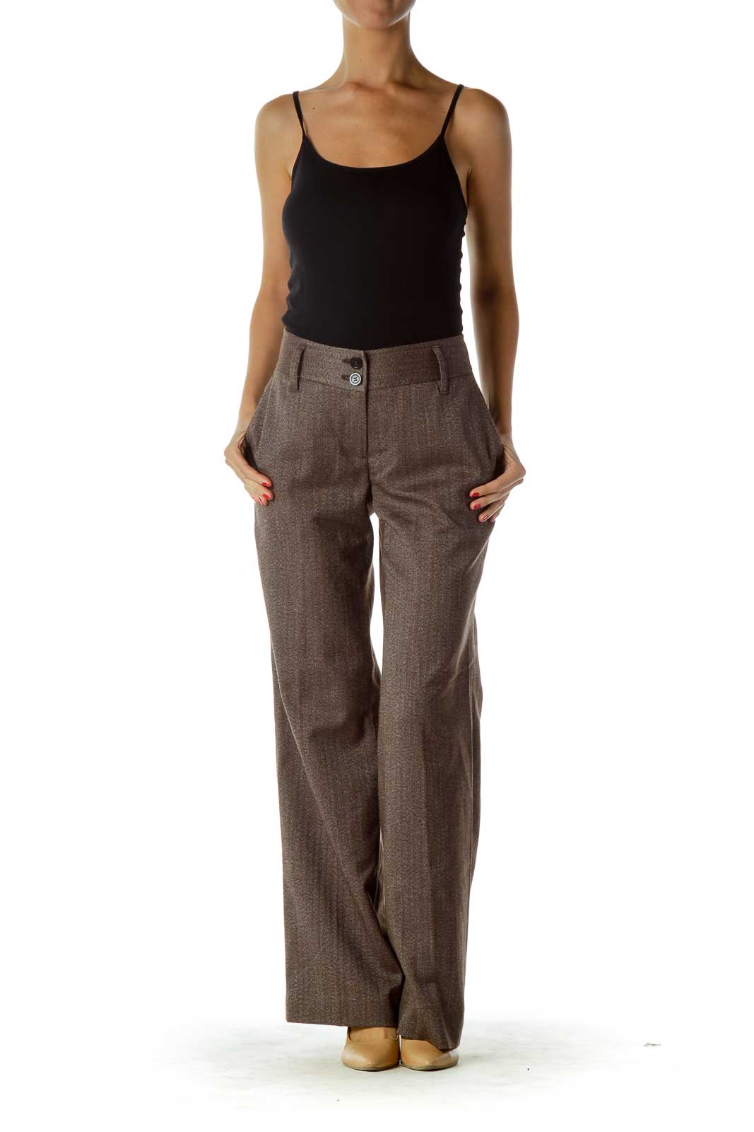 Brown Weave Detail Pants