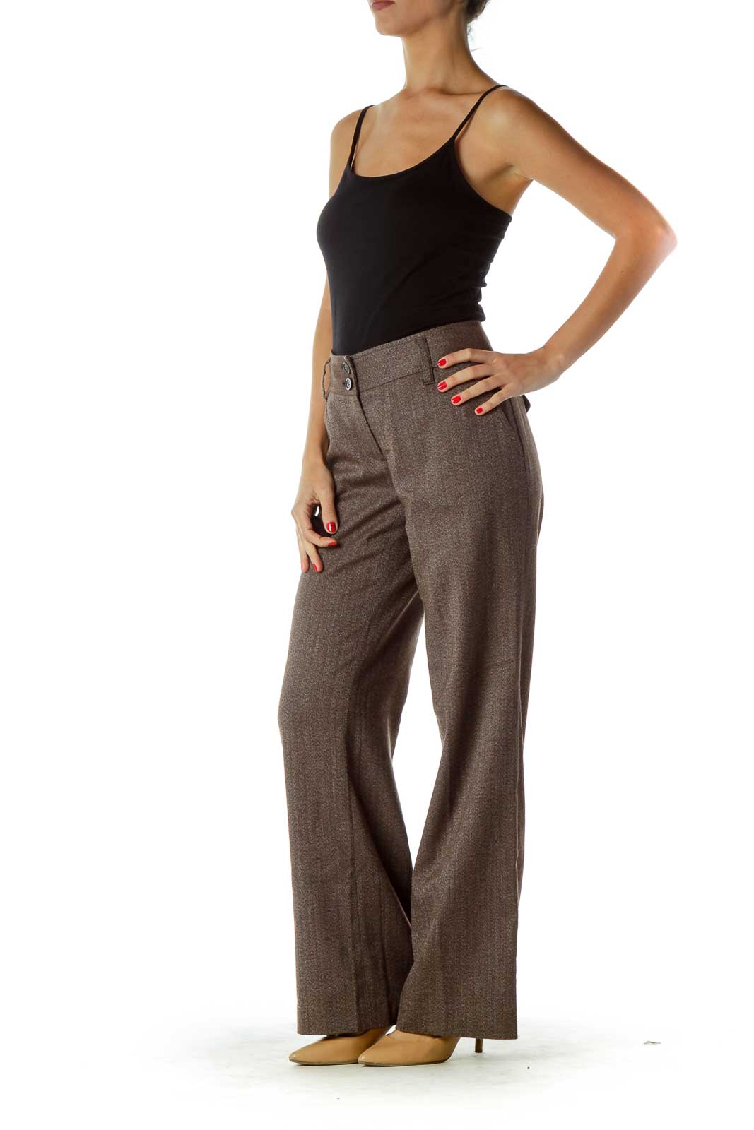 Brown Weave Detail Pants