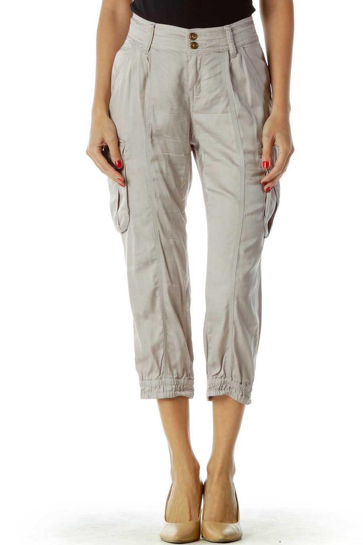 Gray Cargo Cropped Pants