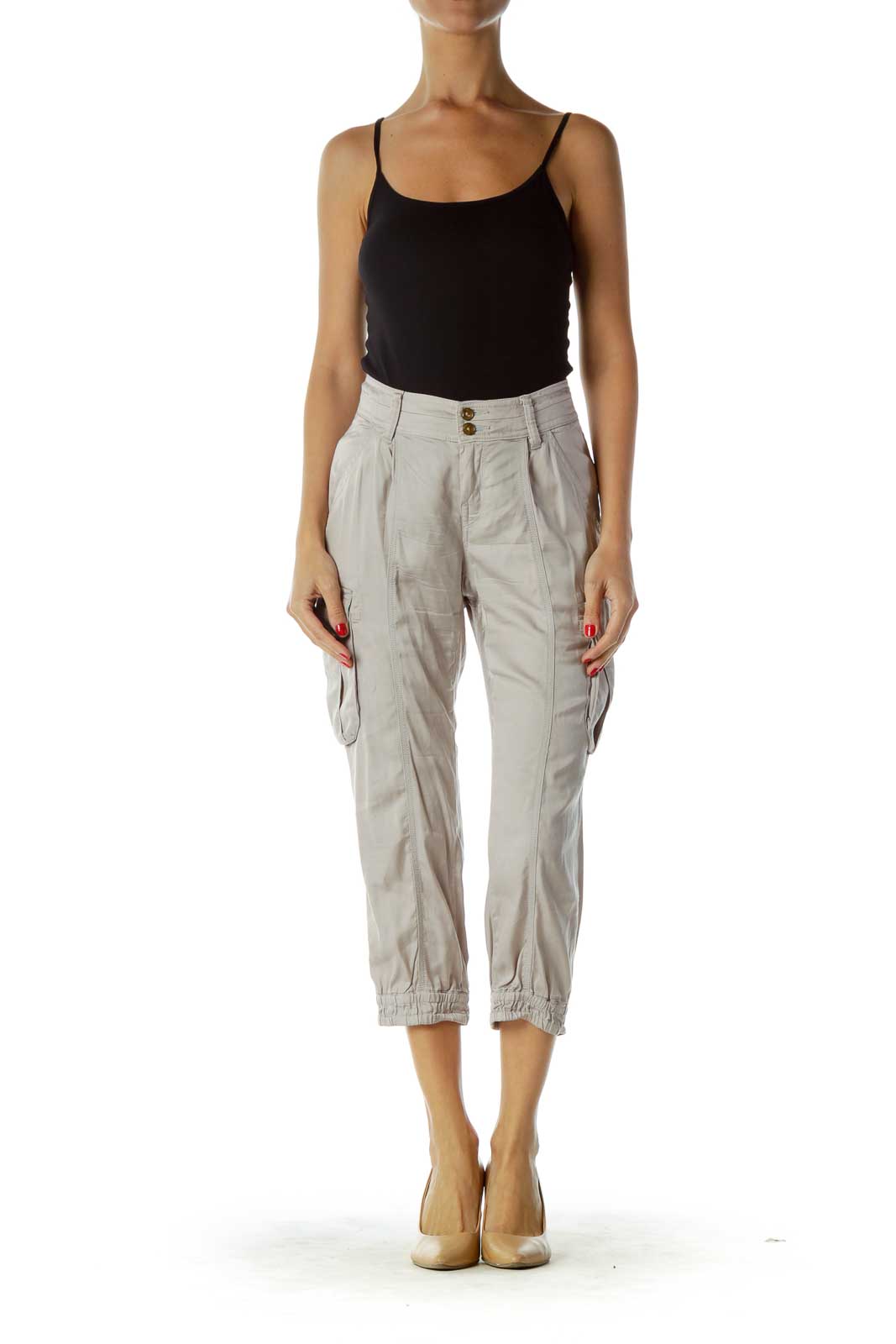 Gray Cargo Cropped Pants