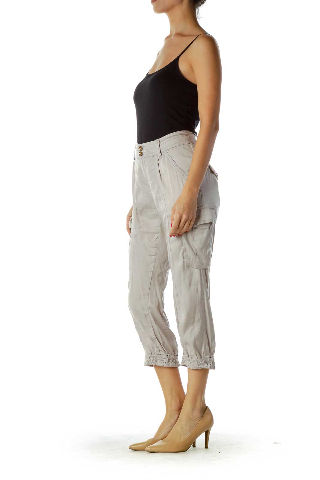 Gray Cargo Cropped Pants