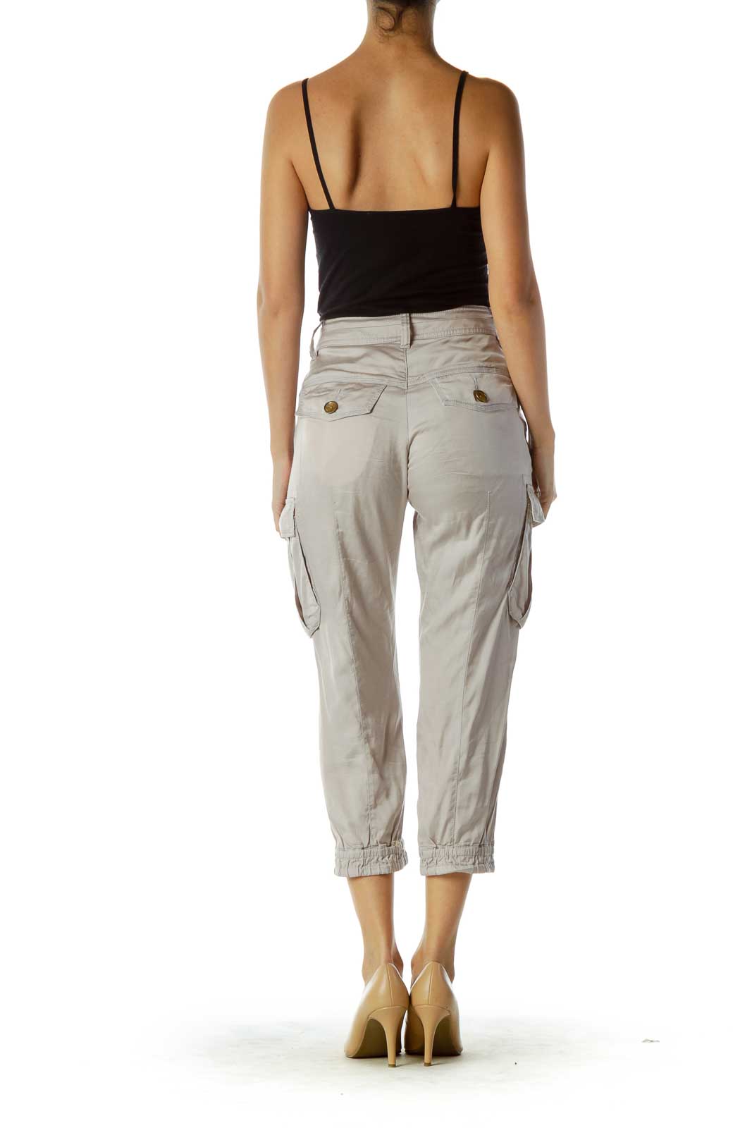 Gray Cargo Cropped Pants