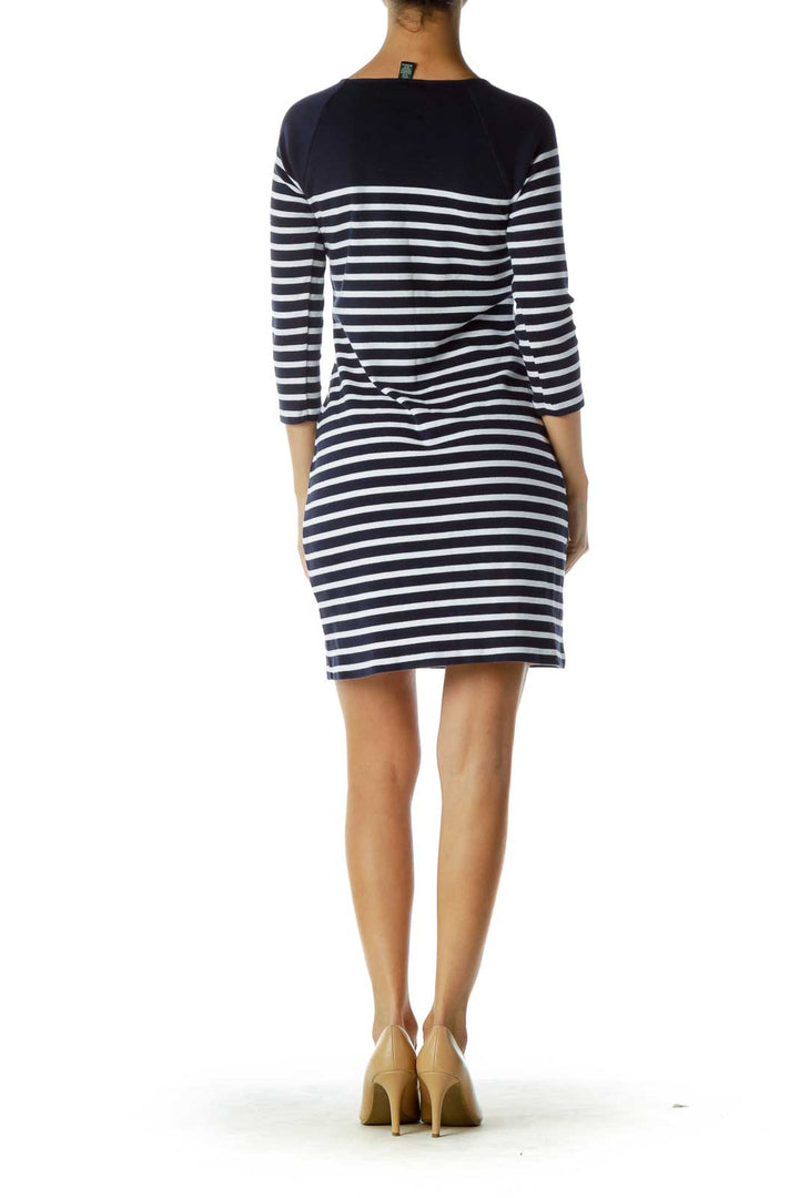 Blue and White Nautical Long Sleeve Dress