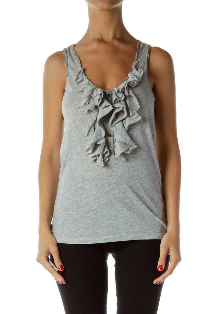 Gray Ruffled Tank Top