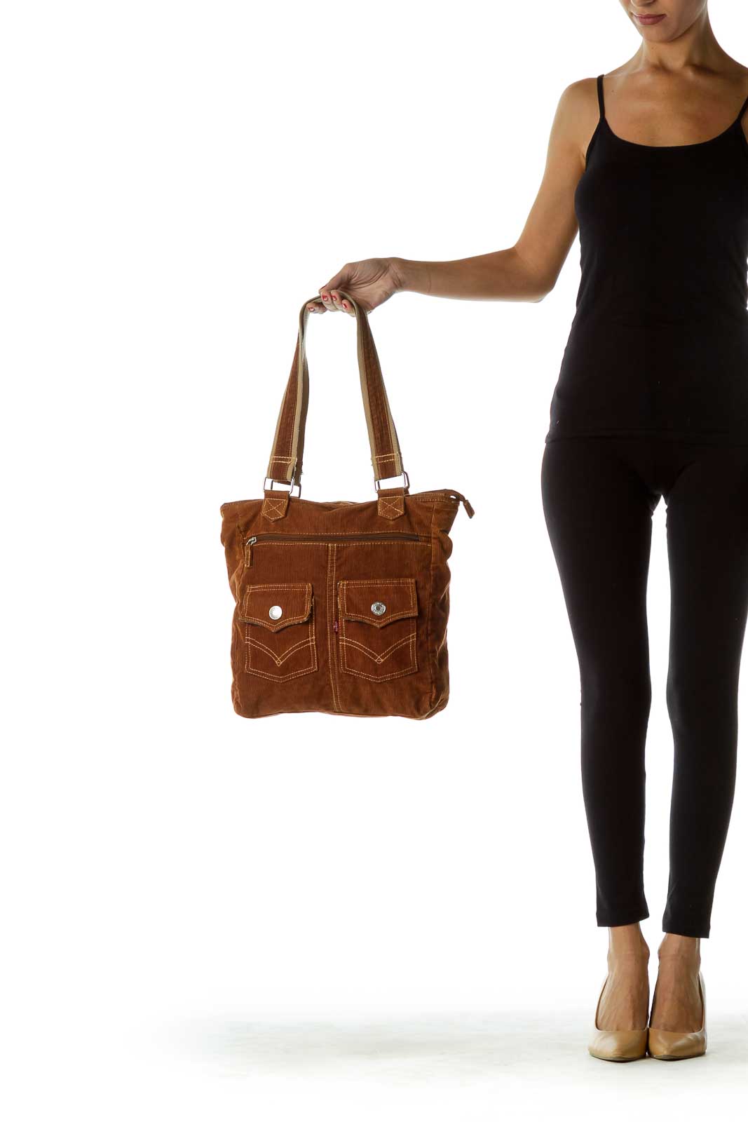 Brown Corduroy Tote Bag