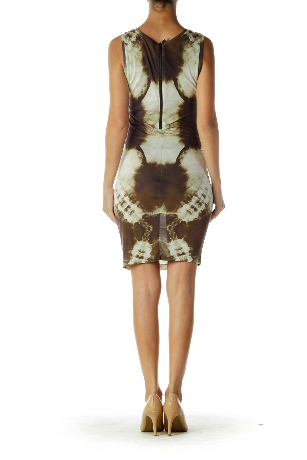 Brown Cream Tie Dye Dress