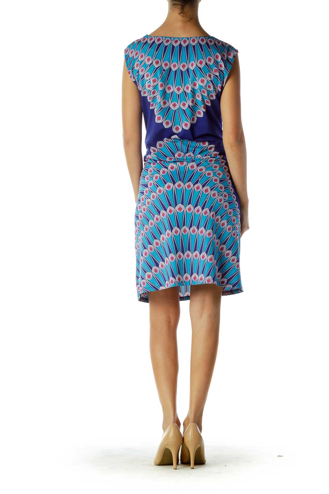 Royal Blue Peacock Print Dress