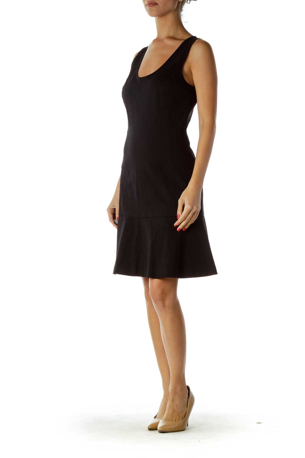 Black Round Neck Flared Dress