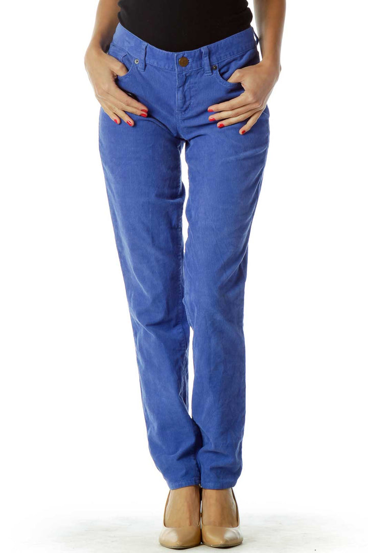 Blue Corduroy Tapered Pants