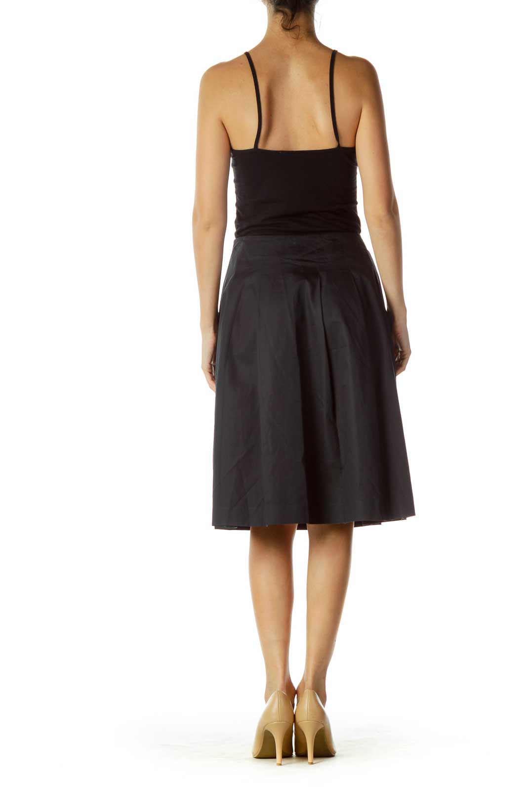 Black Flared Pocketed Skirt