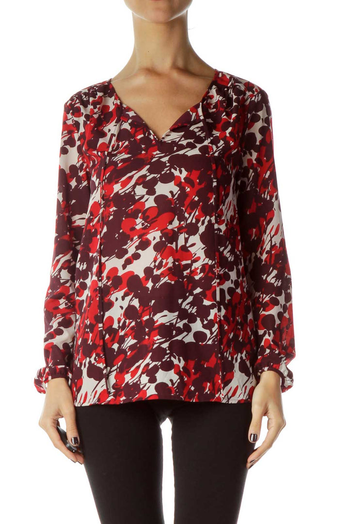 Red Patterned Blouse