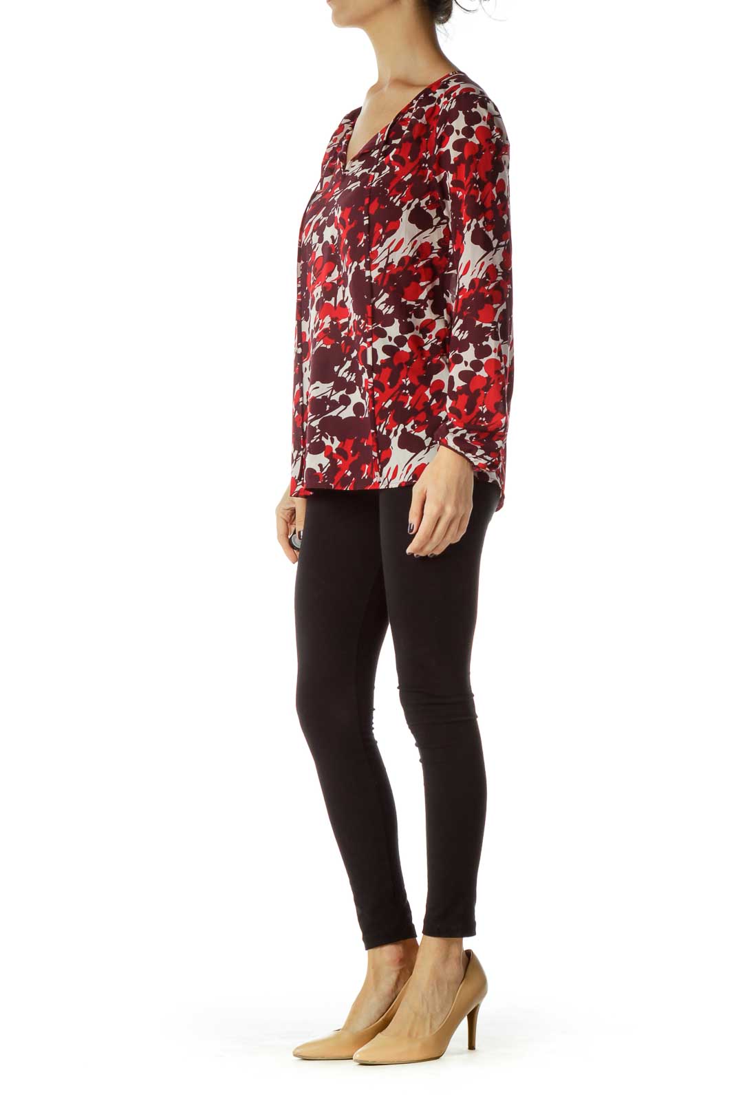 Red Patterned Blouse