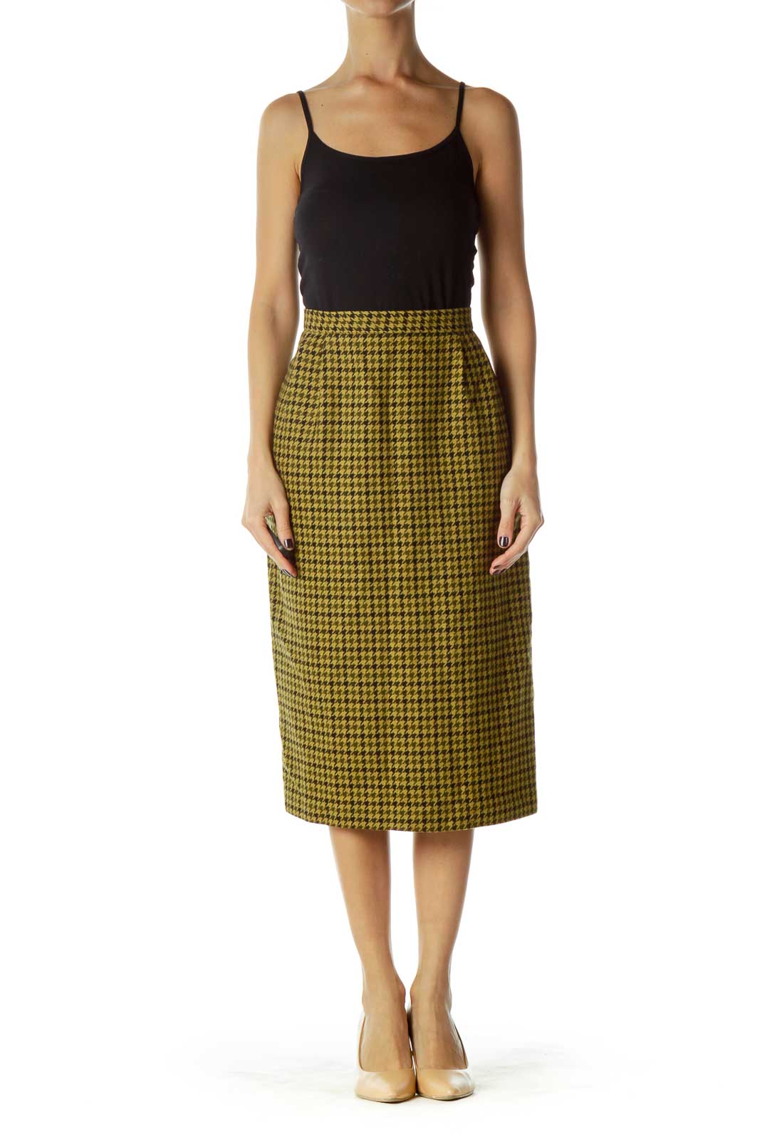 Yellow Black Pencil Skirt