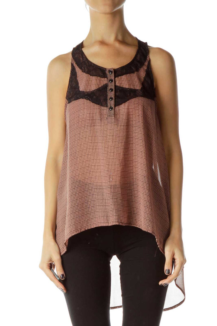 Pink Black High-Low Tank