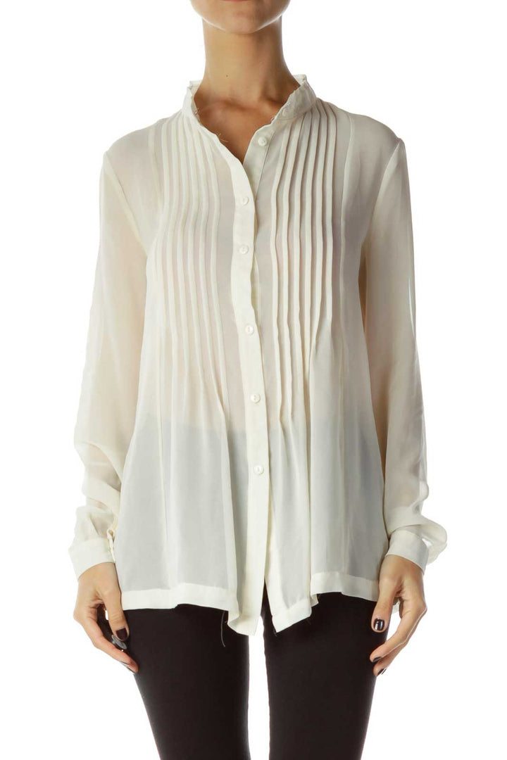 Cream Sheer Button Up Shirt