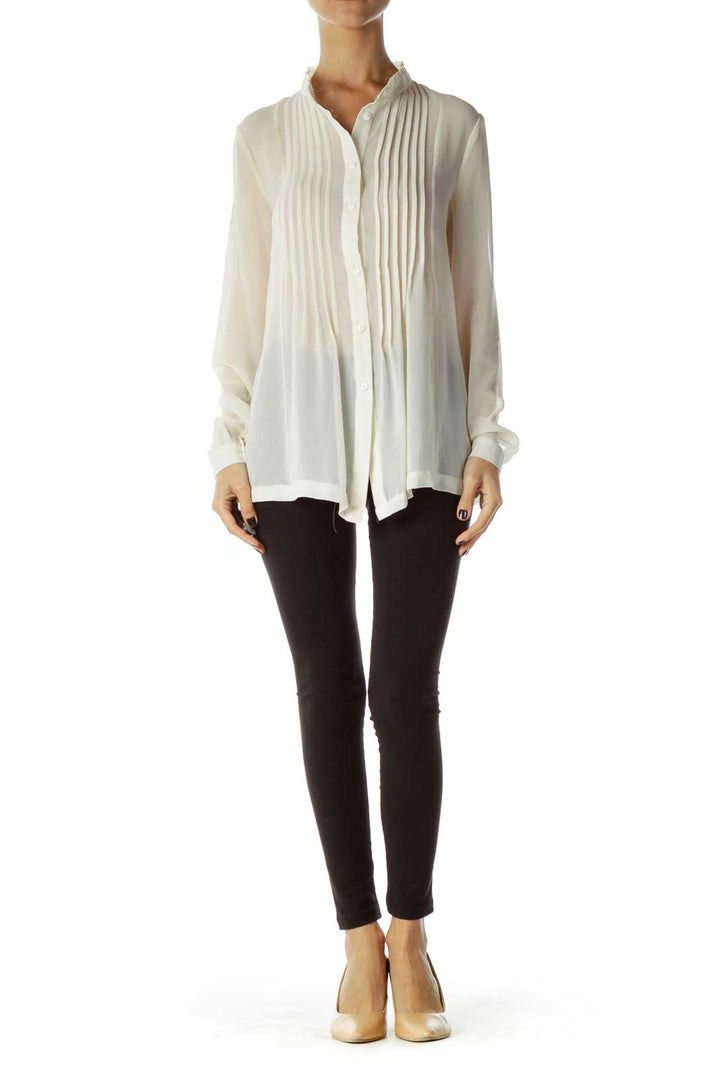 Cream Sheer Button Up Shirt