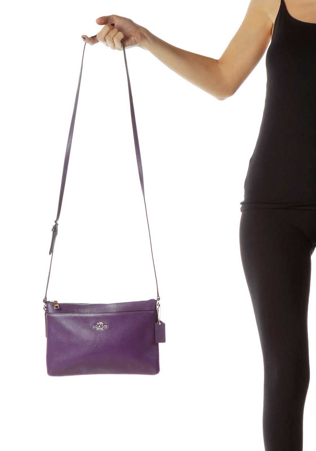 Purple Leather Crossbody Bag