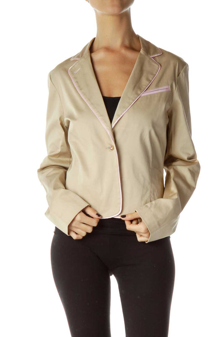 Beige Single Button Blazer